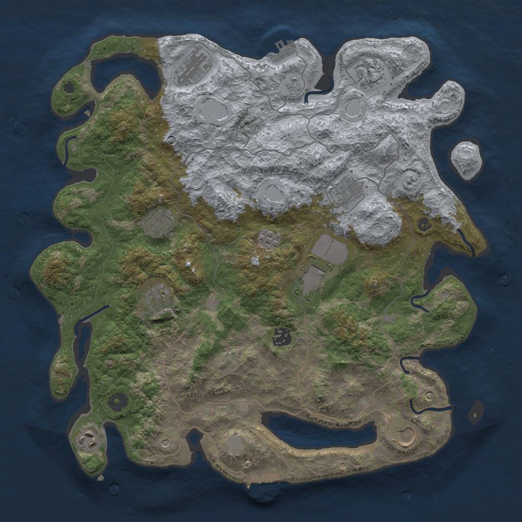 Rust Map: Procedural Map, Size: 4000, Seed: 938451, 19 Monuments