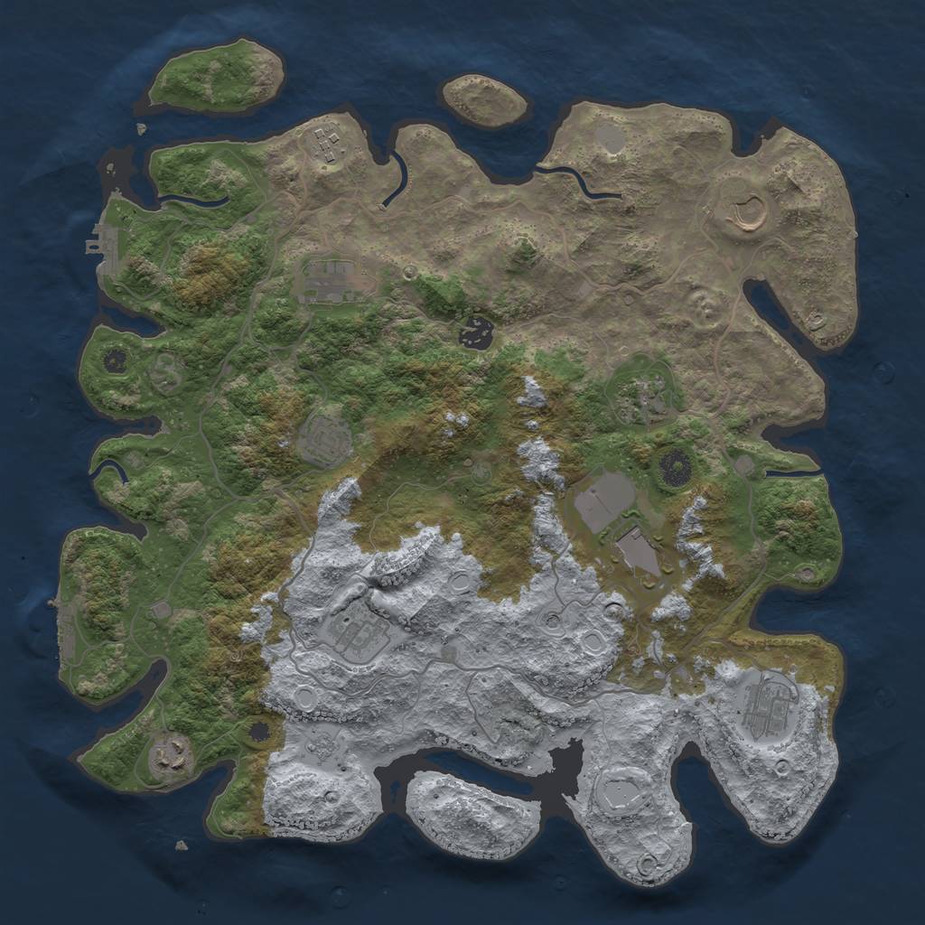 Rust Map: Procedural Map, Size: 4000, Seed: 10053, 19 Monuments