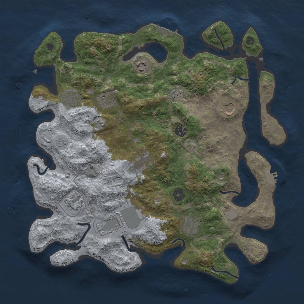 Rust Map: Procedural Map, Size: 3750, Seed: 905922576, 19 Monuments