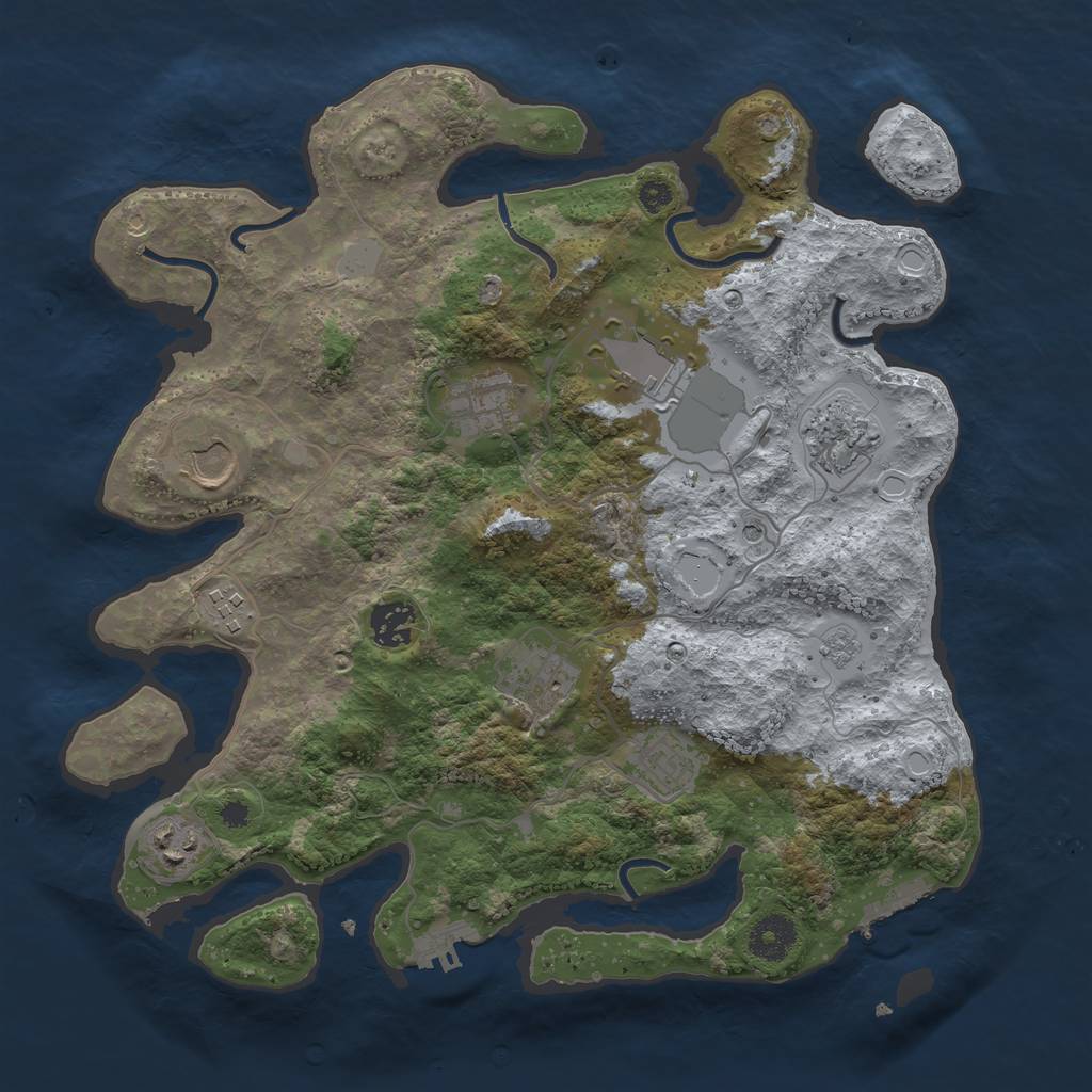 Rust Map: Procedural Map, Size: 3500, Seed: 805410965, 18 Monuments