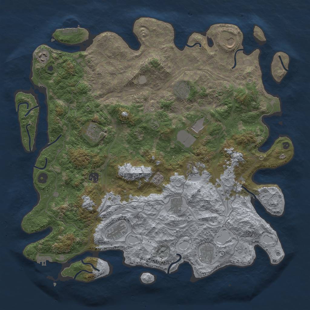 Rust Map: Procedural Map, Size: 4500, Seed: 1213659103, 20 Monuments