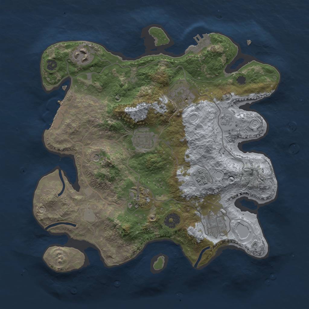 Rust Map: Procedural Map, Size: 3000, Seed: 2046796139, 15 Monuments