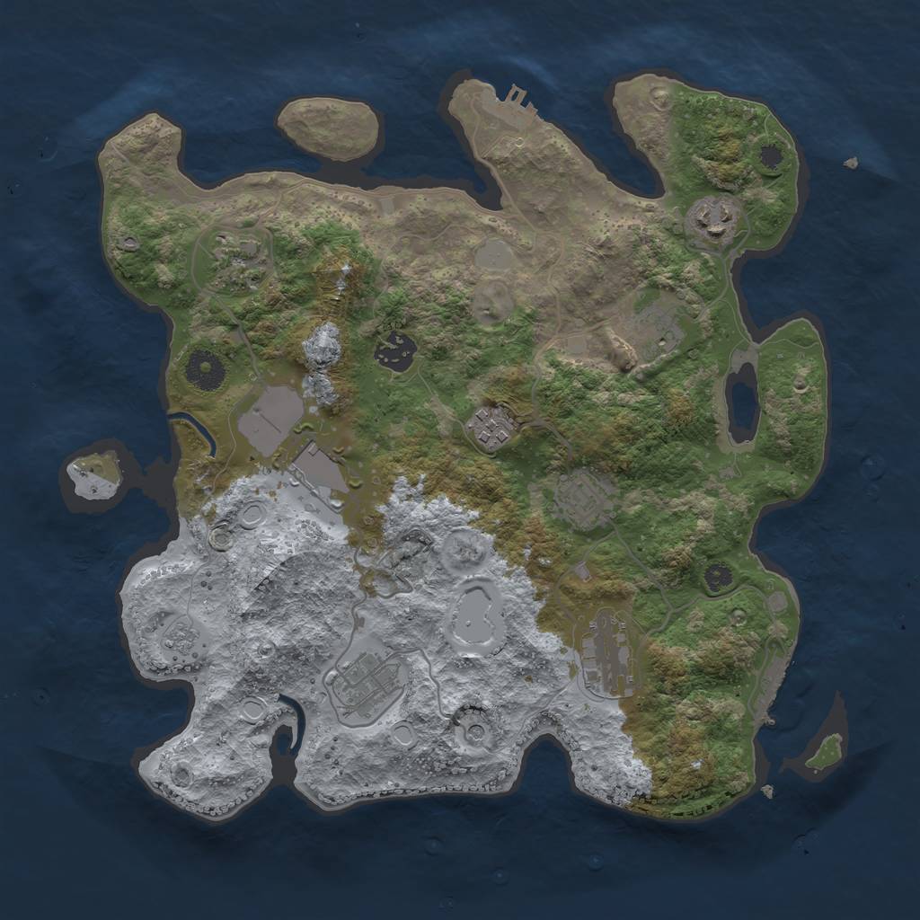 Rust Map: Procedural Map, Size: 3500, Seed: 2124349559, 18 Monuments