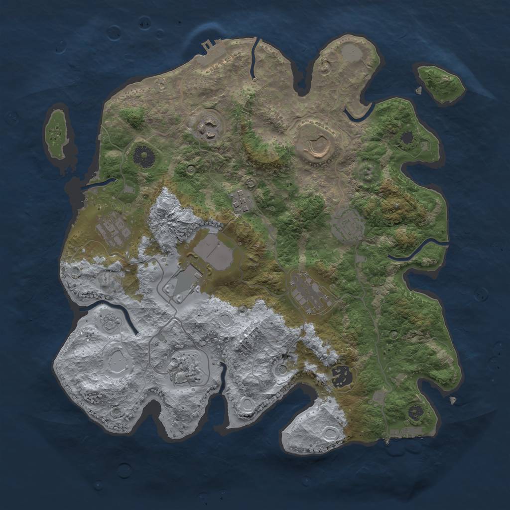 Rust Map: Procedural Map, Size: 3500, Seed: 303750082, 18 Monuments