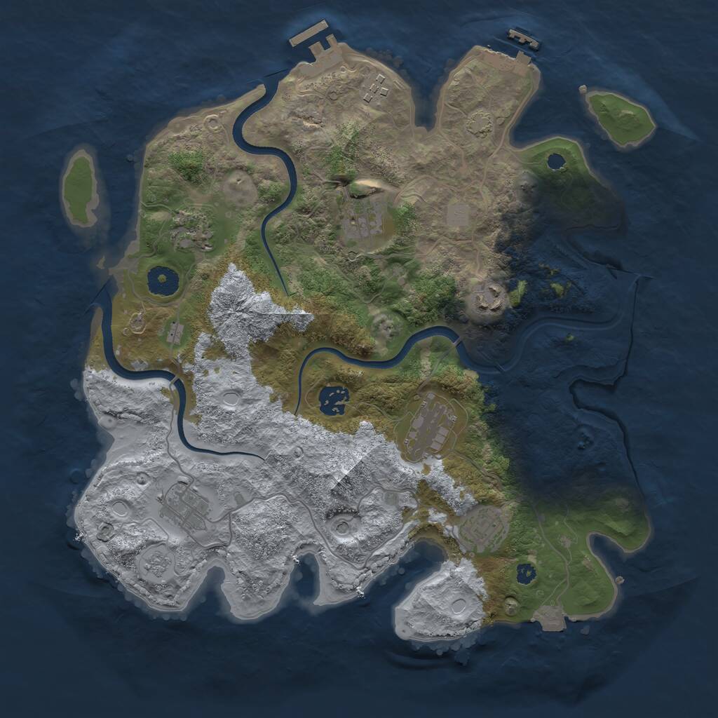 Rust Map: Procedural Map, Size: 3500, Seed: 303750082, 14 Monuments