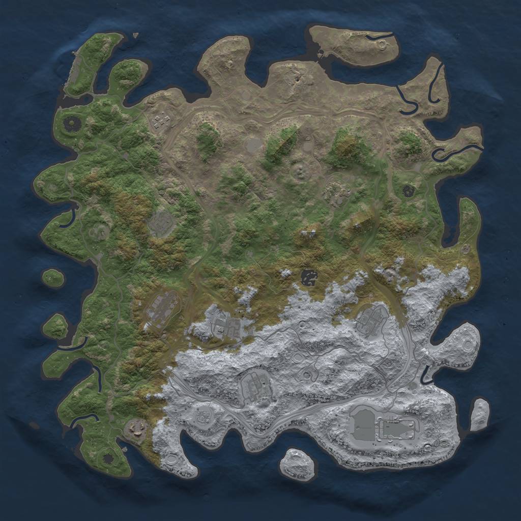 Rust Map: Procedural Map, Size: 4500, Seed: 1754870853, 18 Monuments