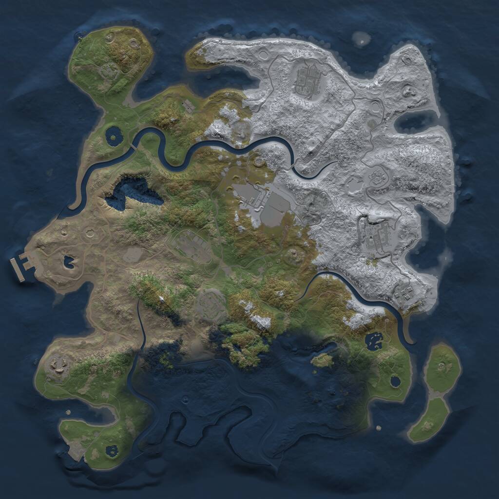 Rust Map: Procedural Map, Size: 4000, Seed: 2005780226, 13 Monuments