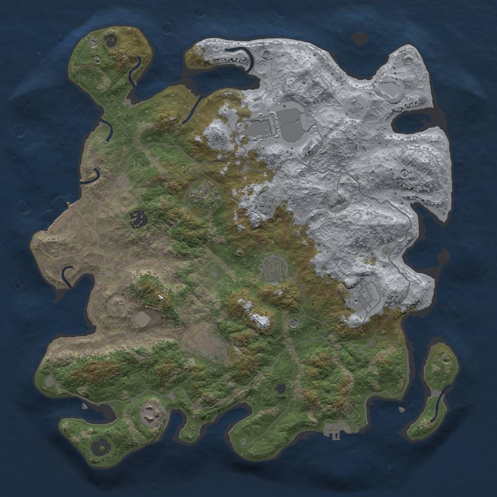 Rust Map: Procedural Map, Size: 4000, Seed: 2005780226, 17 Monuments