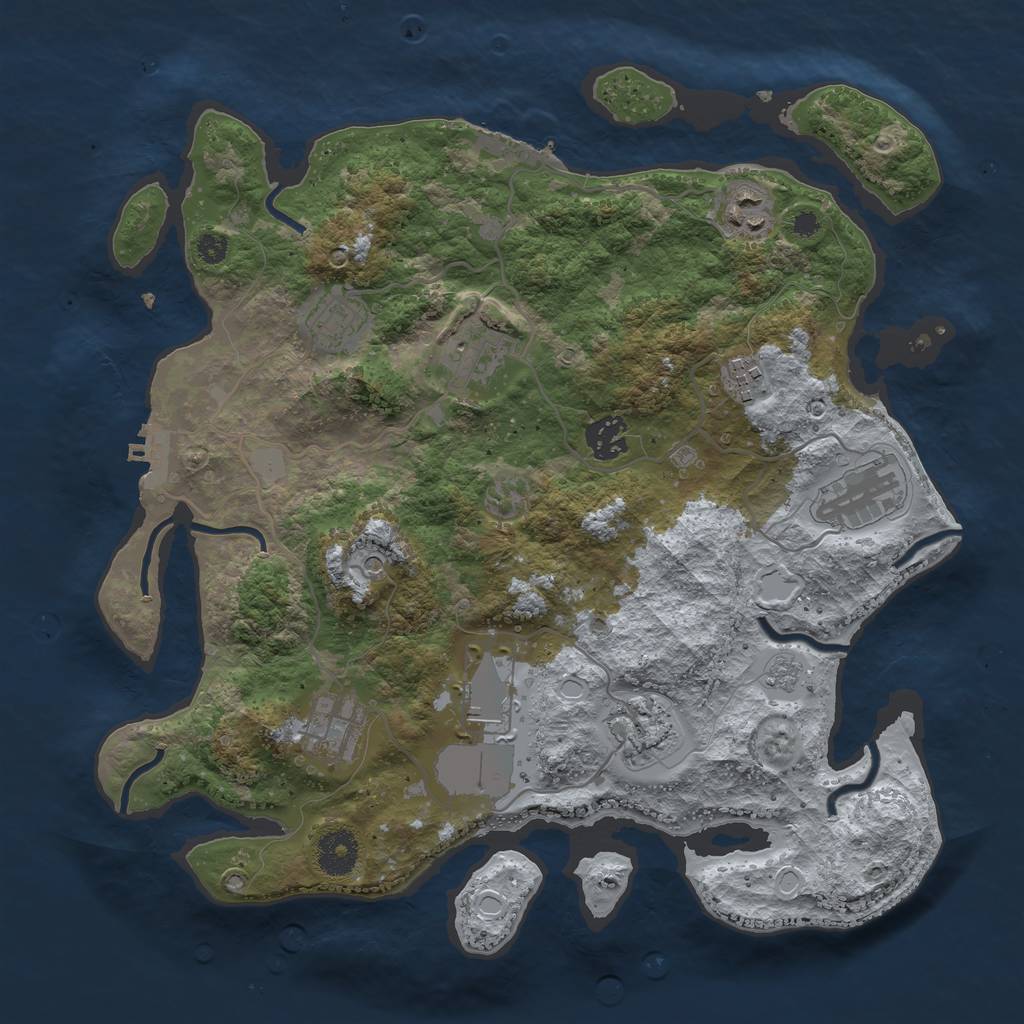 Rust Map: Procedural Map, Size: 3500, Seed: 106856912, 18 Monuments