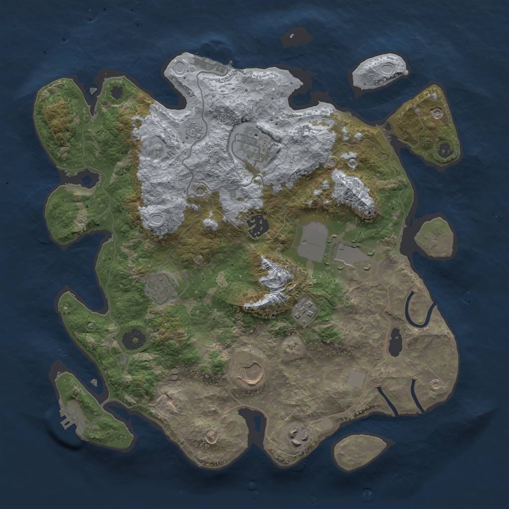 Rust Map: Procedural Map, Size: 3500, Seed: 973084628, 16 Monuments