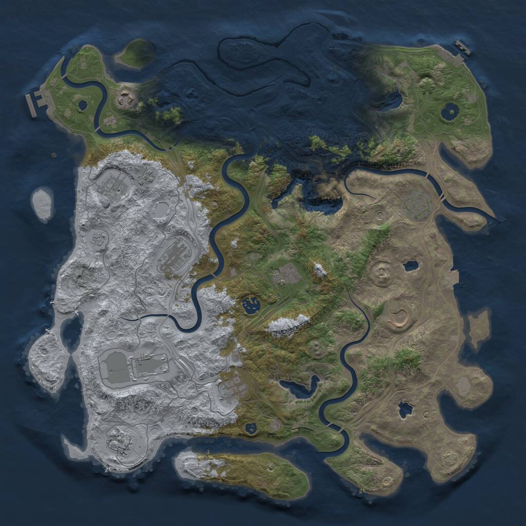 Rust Map: Procedural Map, Size: 4500, Seed: 232795458, 17 Monuments