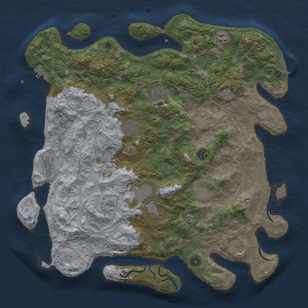 Rust Map: Procedural Map, Size: 4500, Seed: 232795458, 20 Monuments