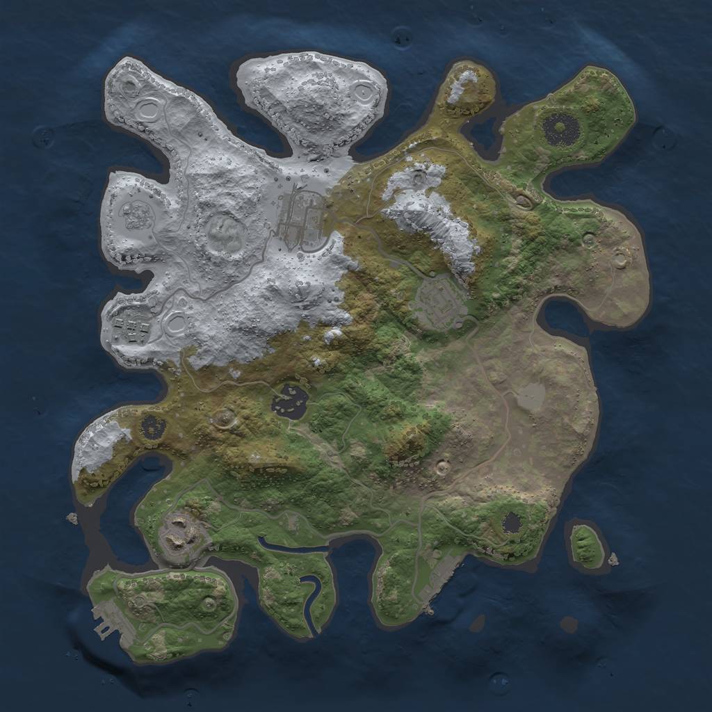 Rust Map: Procedural Map, Size: 3000, Seed: 1602526683, 13 Monuments