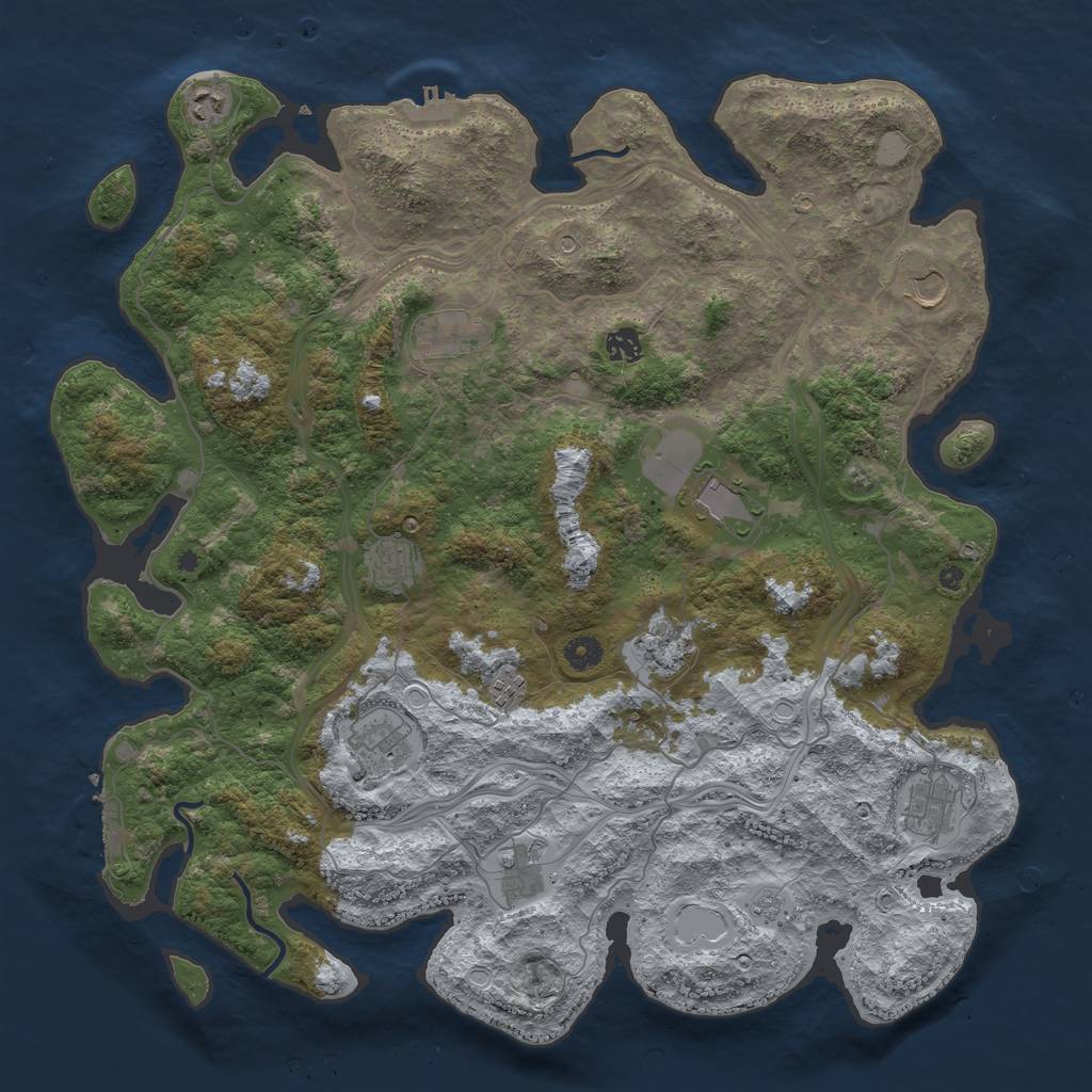 Rust Map: Procedural Map, Size: 4500, Seed: 2131309743, 20 Monuments