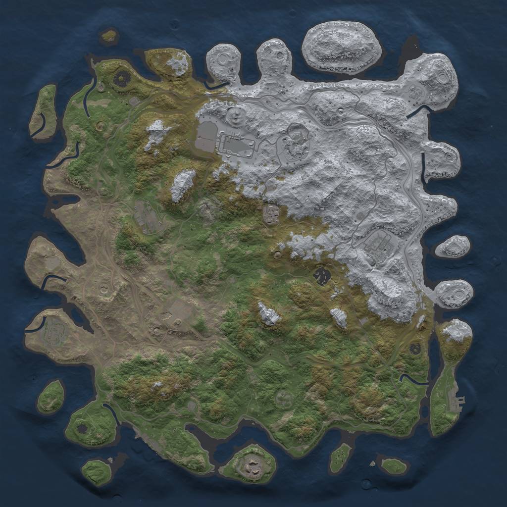 Rust Map: Procedural Map, Size: 4500, Seed: 1109152283, 18 Monuments