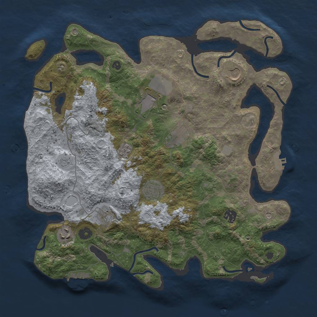Rust Map: Procedural Map, Size: 3700, Seed: 6911, 17 Monuments