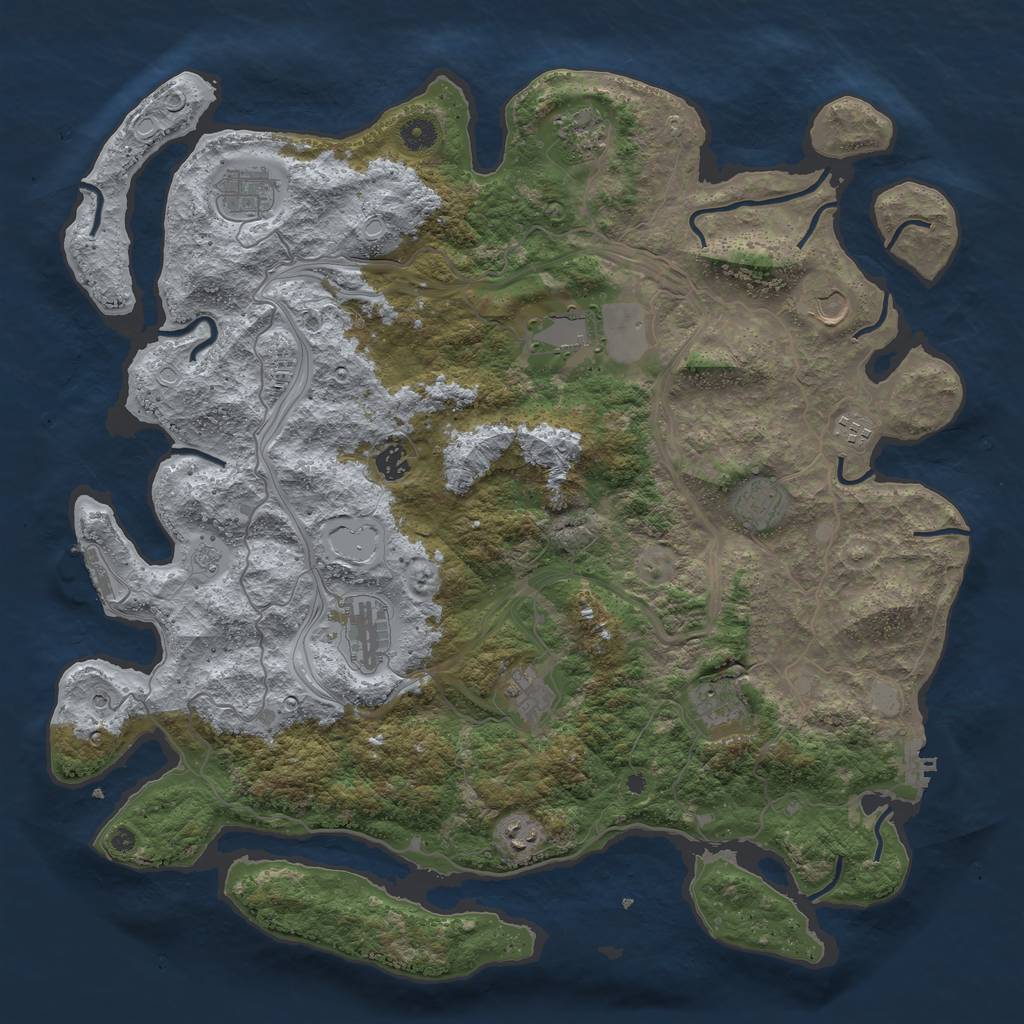 Rust Map: Procedural Map, Size: 4500, Seed: 729758234, 20 Monuments