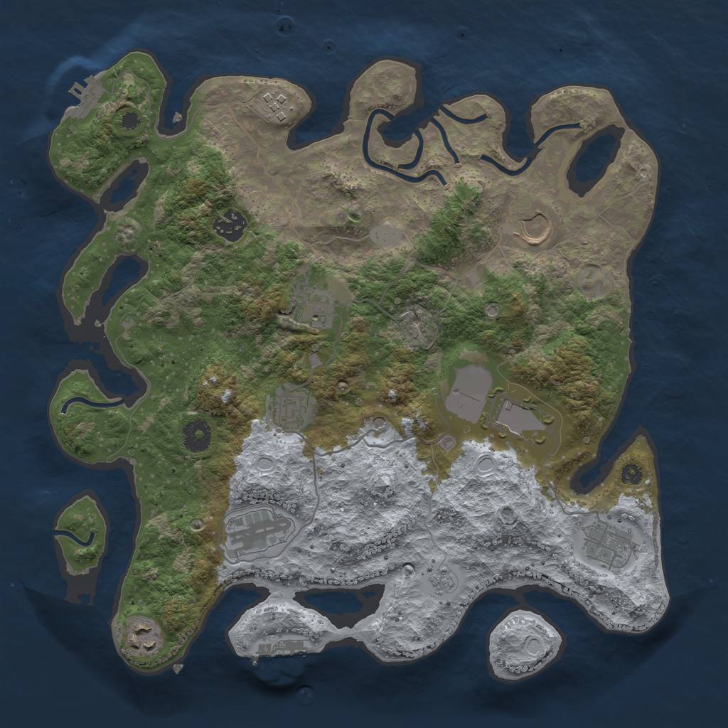 Rust Map: Procedural Map, Size: 3500, Seed: 1200427945, 18 Monuments