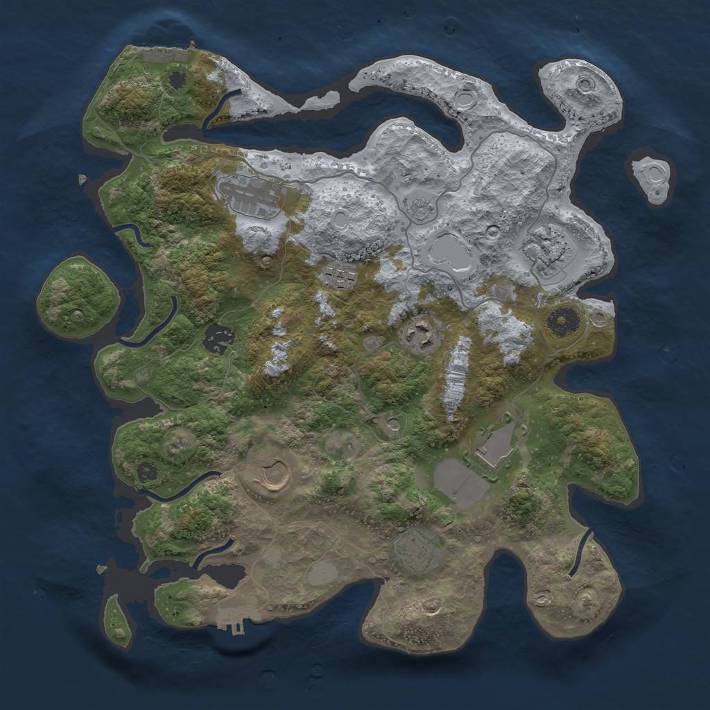 Rust Map: Procedural Map, Size: 3500, Seed: 1336524011, 17 Monuments