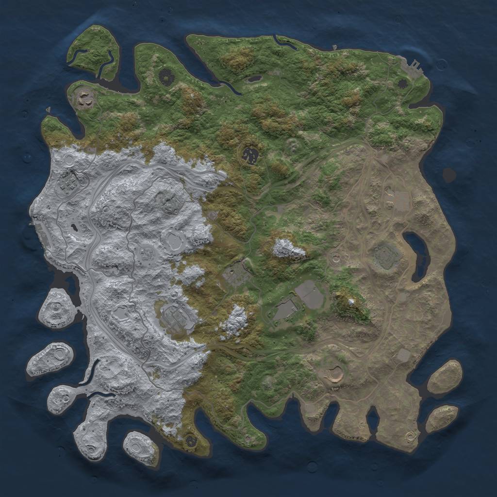 Rust Map: Procedural Map, Size: 4500, Seed: 1122753916, 18 Monuments