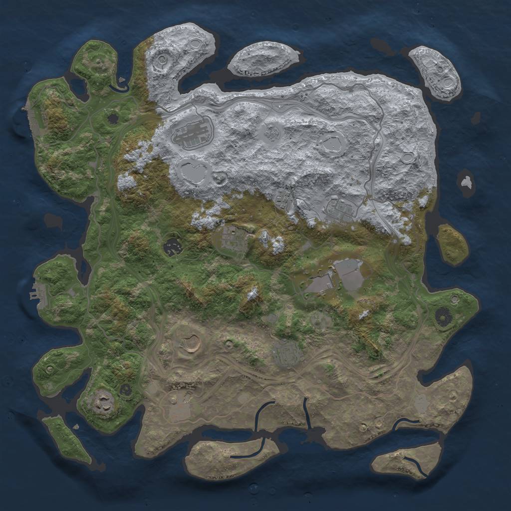 Rust Map: Procedural Map, Size: 4250, Seed: 910272389, 19 Monuments