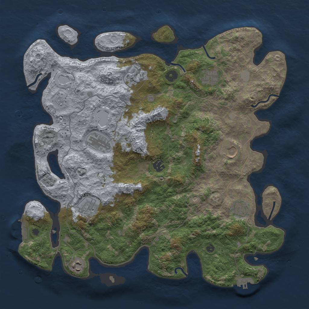 Rust Map: Procedural Map, Size: 4000, Seed: 1213143777, 18 Monuments