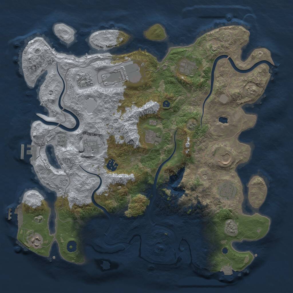 Rust Map: Procedural Map, Size: 4000, Seed: 1213143777, 16 Monuments