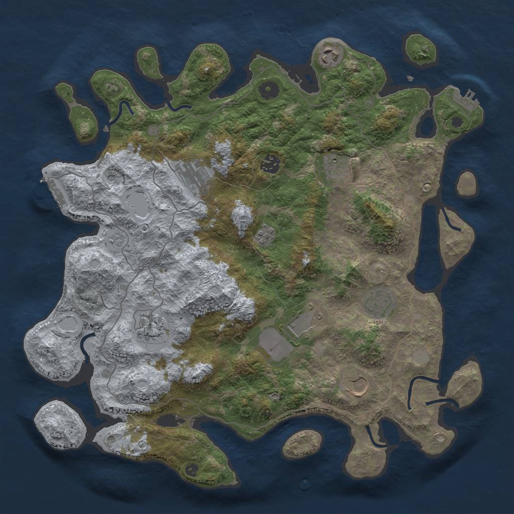 Rust Map: Procedural Map, Size: 4000, Seed: 993362389, 18 Monuments