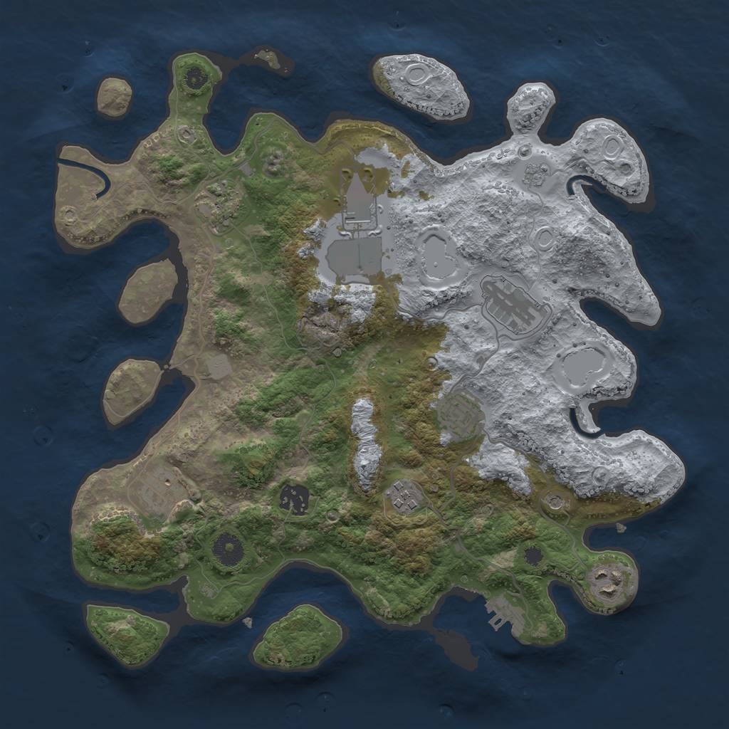 Rust Map: Procedural Map, Size: 3500, Seed: 1765822617, 16 Monuments