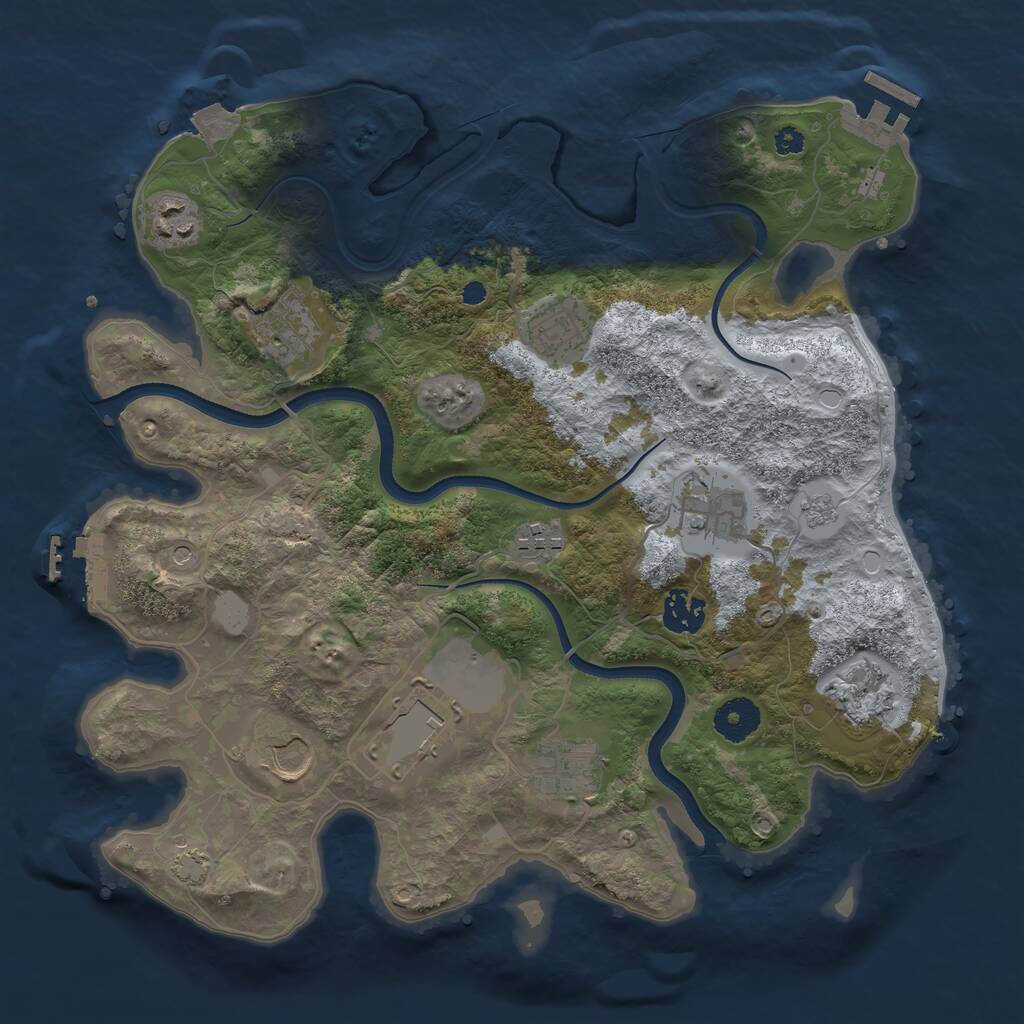 Rust Map: Procedural Map, Size: 3500, Seed: 919369416, 16 Monuments