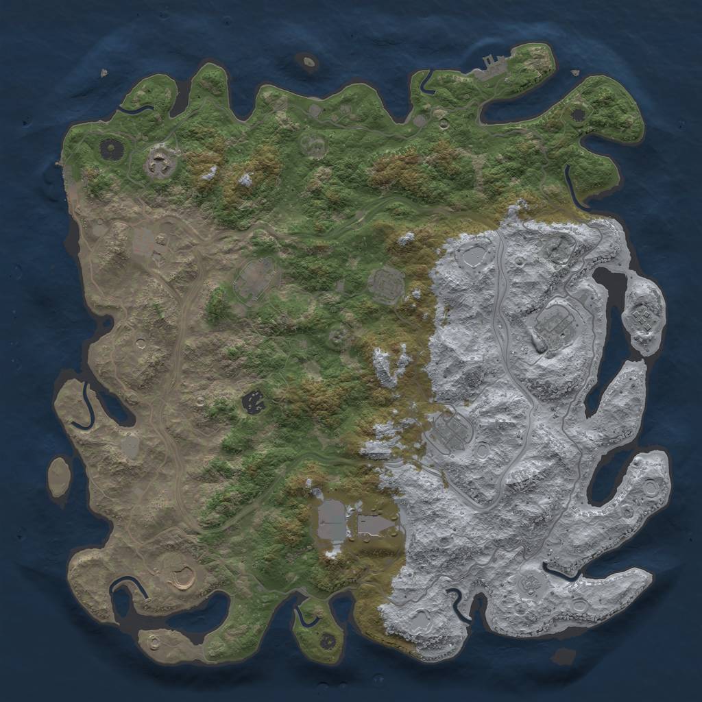 Rust Map: Procedural Map, Size: 4500, Seed: 91769512, 19 Monuments