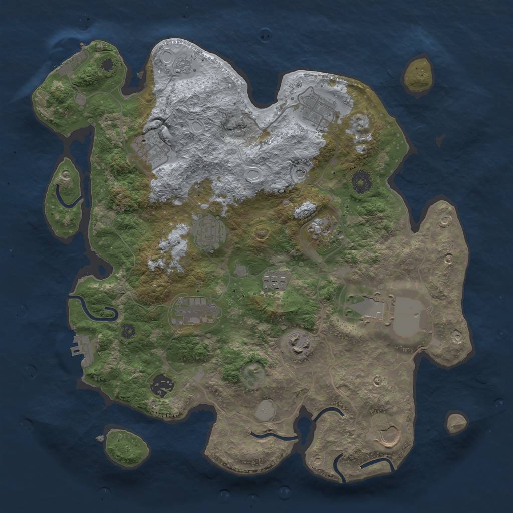 Rust Map: Procedural Map, Size: 3500, Seed: 676601227, 19 Monuments