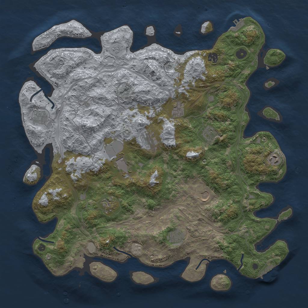 Rust Map: Procedural Map, Size: 4500, Seed: 1811651799, 20 Monuments