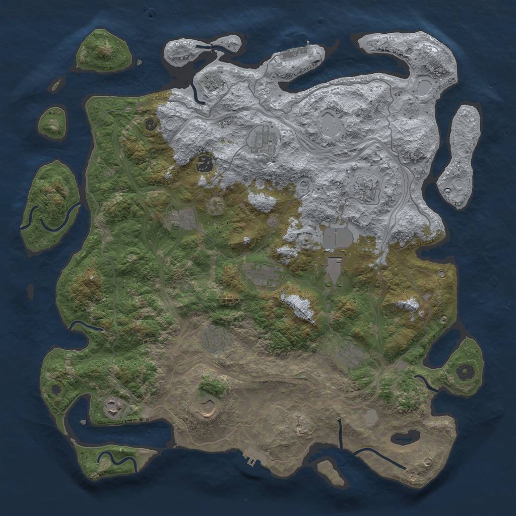 Rust Map: Procedural Map, Size: 4500, Seed: 962773836, 20 Monuments
