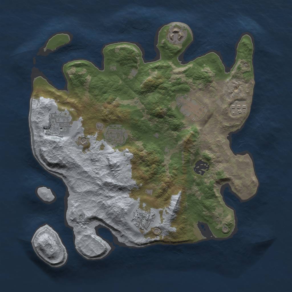 Rust Map: Barren, Size: 3000, Seed: 1995200038, 10 Monuments