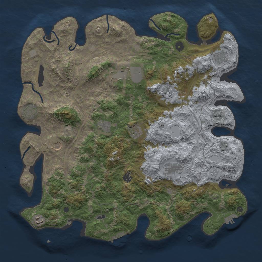 Rust Map: Procedural Map, Size: 4300, Seed: 1975649699, 20 Monuments