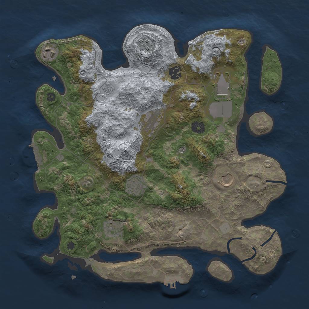 Rust Map: Procedural Map, Size: 3500, Seed: 56786257, 17 Monuments