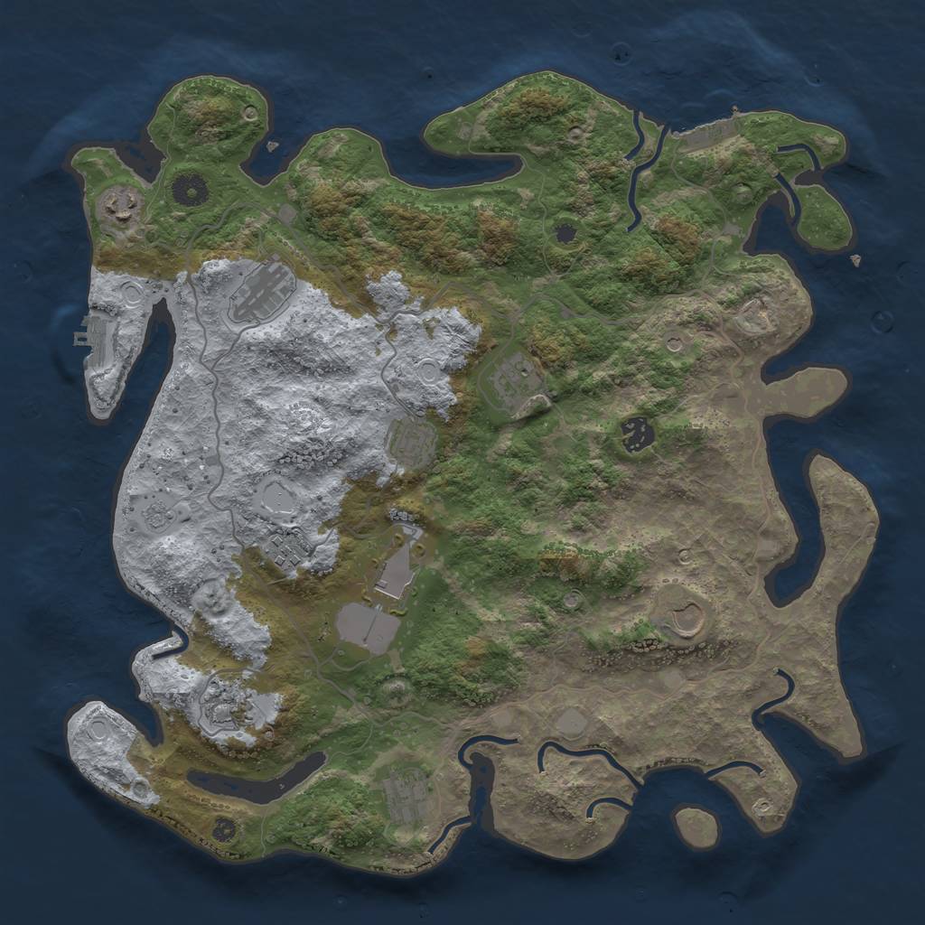 Rust Map: Procedural Map, Size: 4000, Seed: 478501563, 19 Monuments