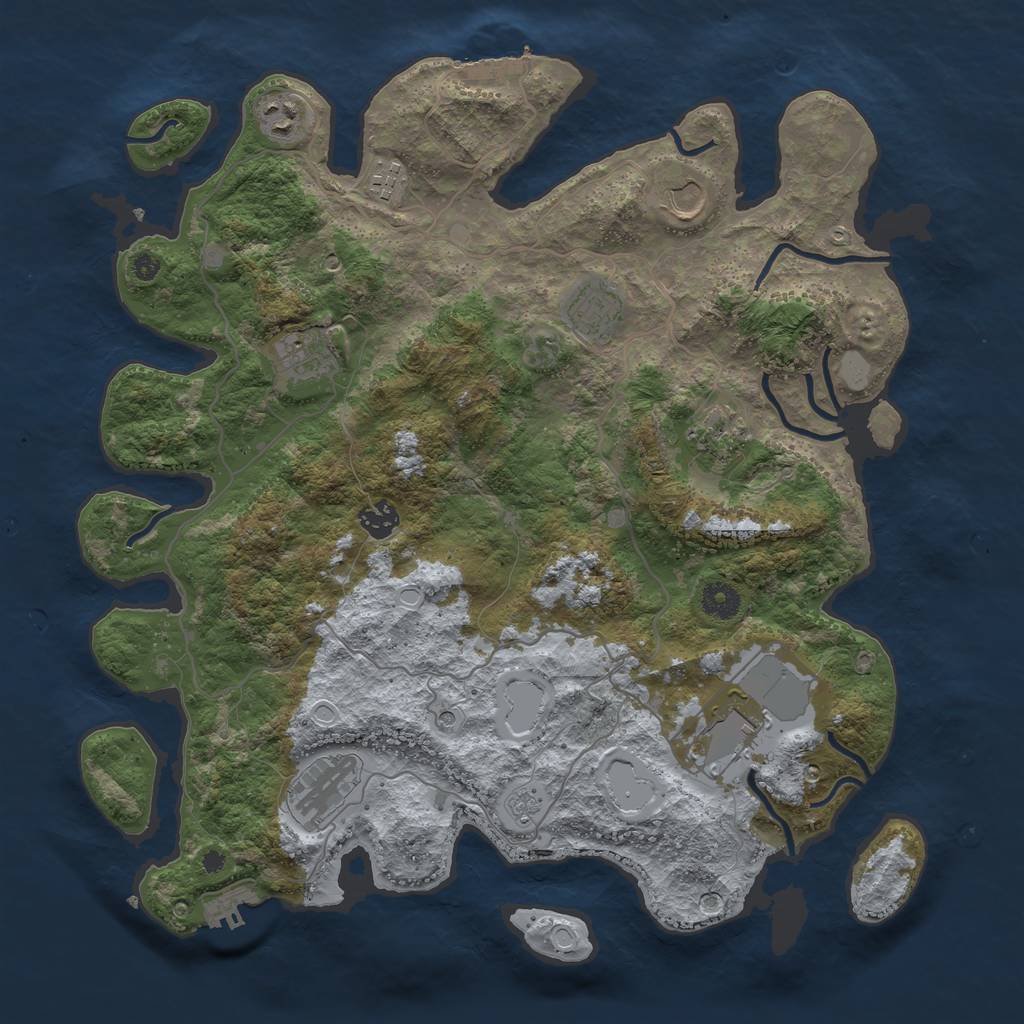 Rust Map: Procedural Map, Size: 4000, Seed: 2144966217, 18 Monuments