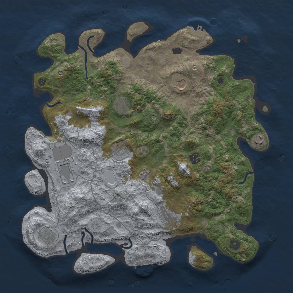 Rust Map: Procedural Map, Size: 4000, Seed: 127361126, 18 Monuments