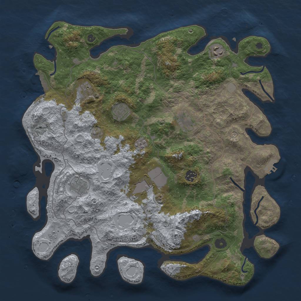 Rust Map: Procedural Map, Size: 4000, Seed: 2057194283, 17 Monuments
