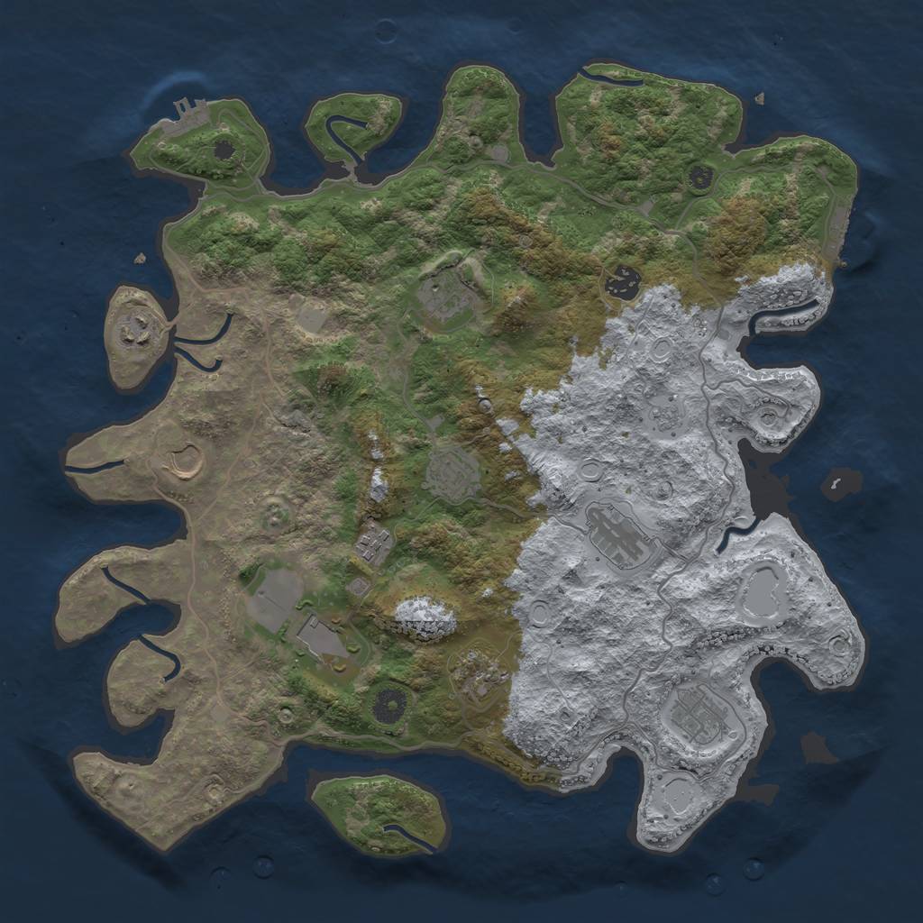 Rust Map: Procedural Map, Size: 4000, Seed: 1729514117, 19 Monuments