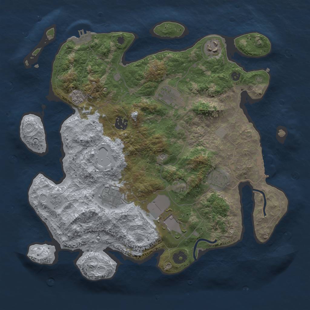 Rust Map: Procedural Map, Size: 3500, Seed: 53540567, 16 Monuments