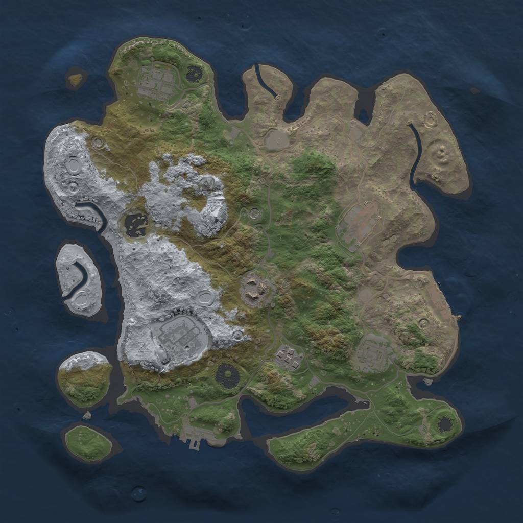 Rust Map: Procedural Map, Size: 3200, Seed: 1922438851, 15 Monuments