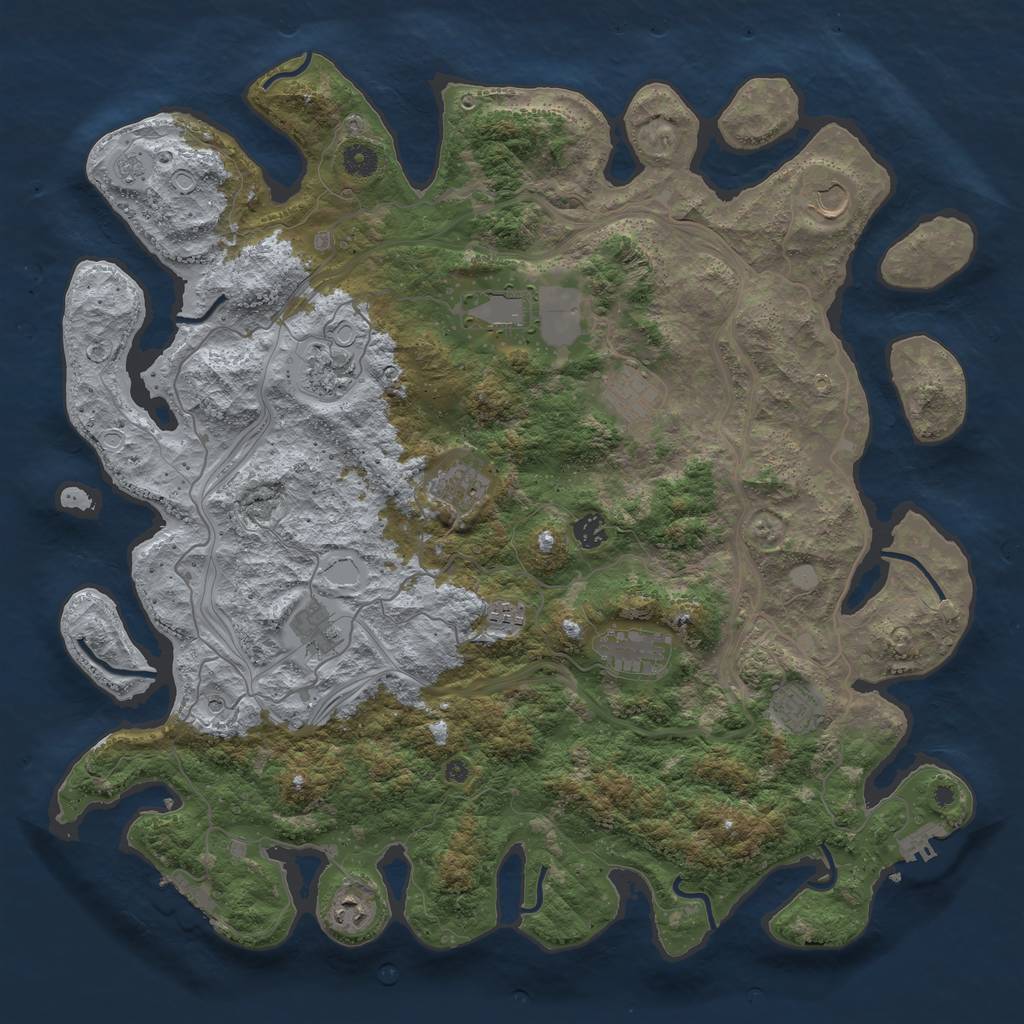 Rust Map: Procedural Map, Size: 4500, Seed: 626325779, 20 Monuments