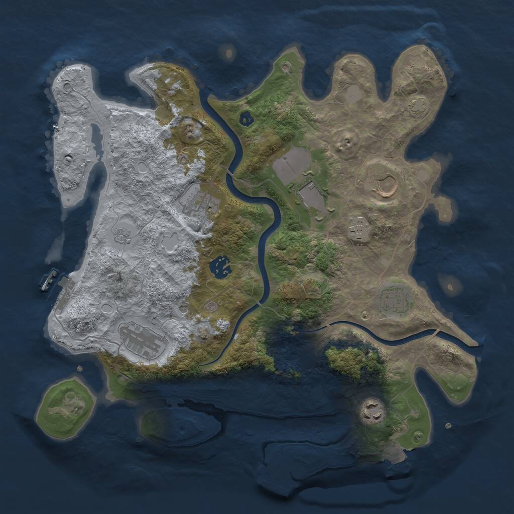 Rust Map: Procedural Map, Size: 3500, Seed: 2142306329, 14 Monuments