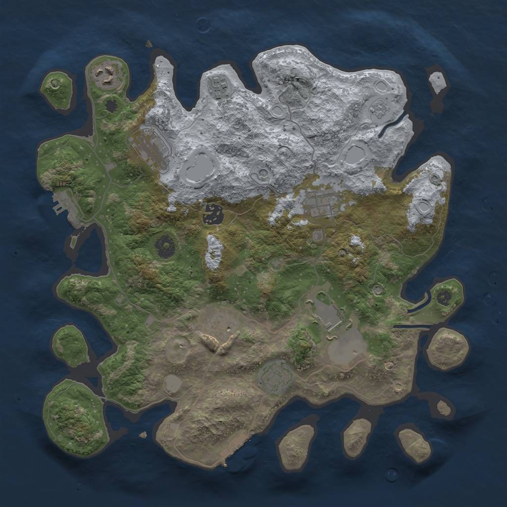 Rust Map: Procedural Map, Size: 3500, Seed: 1806589117, 17 Monuments