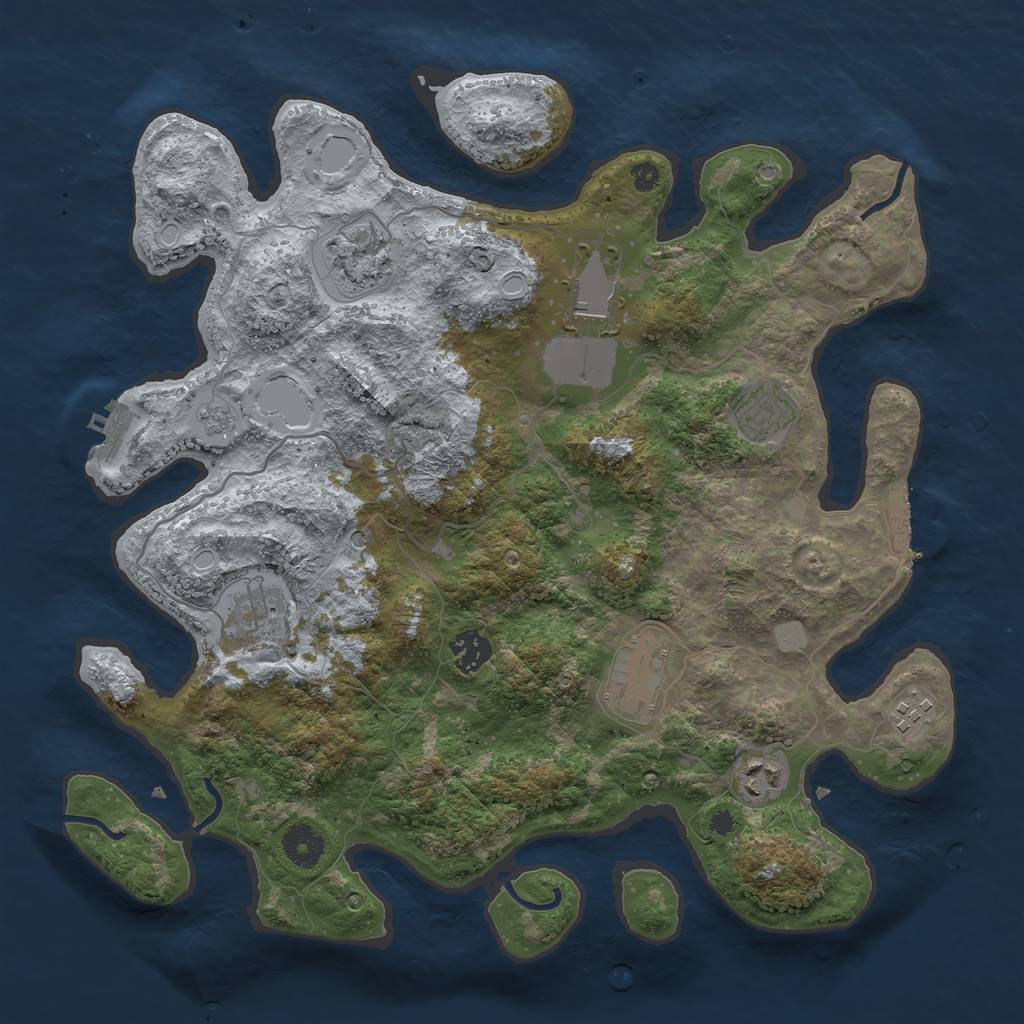 Rust Map: Procedural Map, Size: 3700, Seed: 1407388677, 17 Monuments