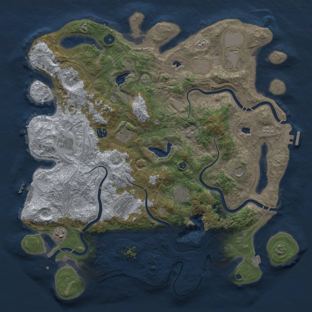 Rust Map: Procedural Map, Size: 4500, Seed: 1055098599, 17 Monuments