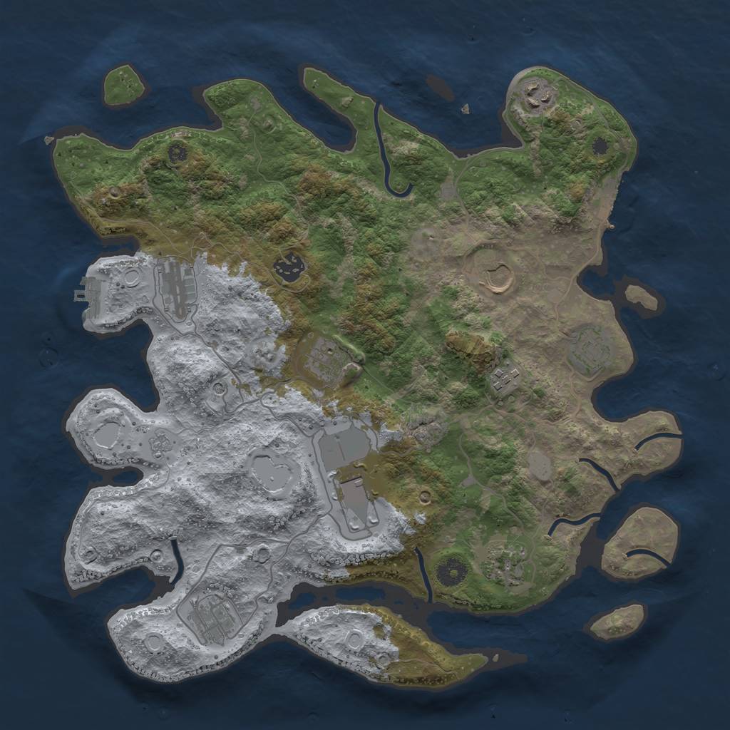 Rust Map: Procedural Map, Size: 3800, Seed: 753856099, 19 Monuments